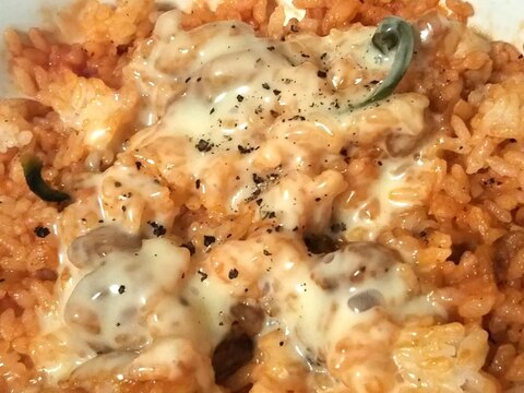 電子レンジと残り物で！ドリア風ケチャップご飯